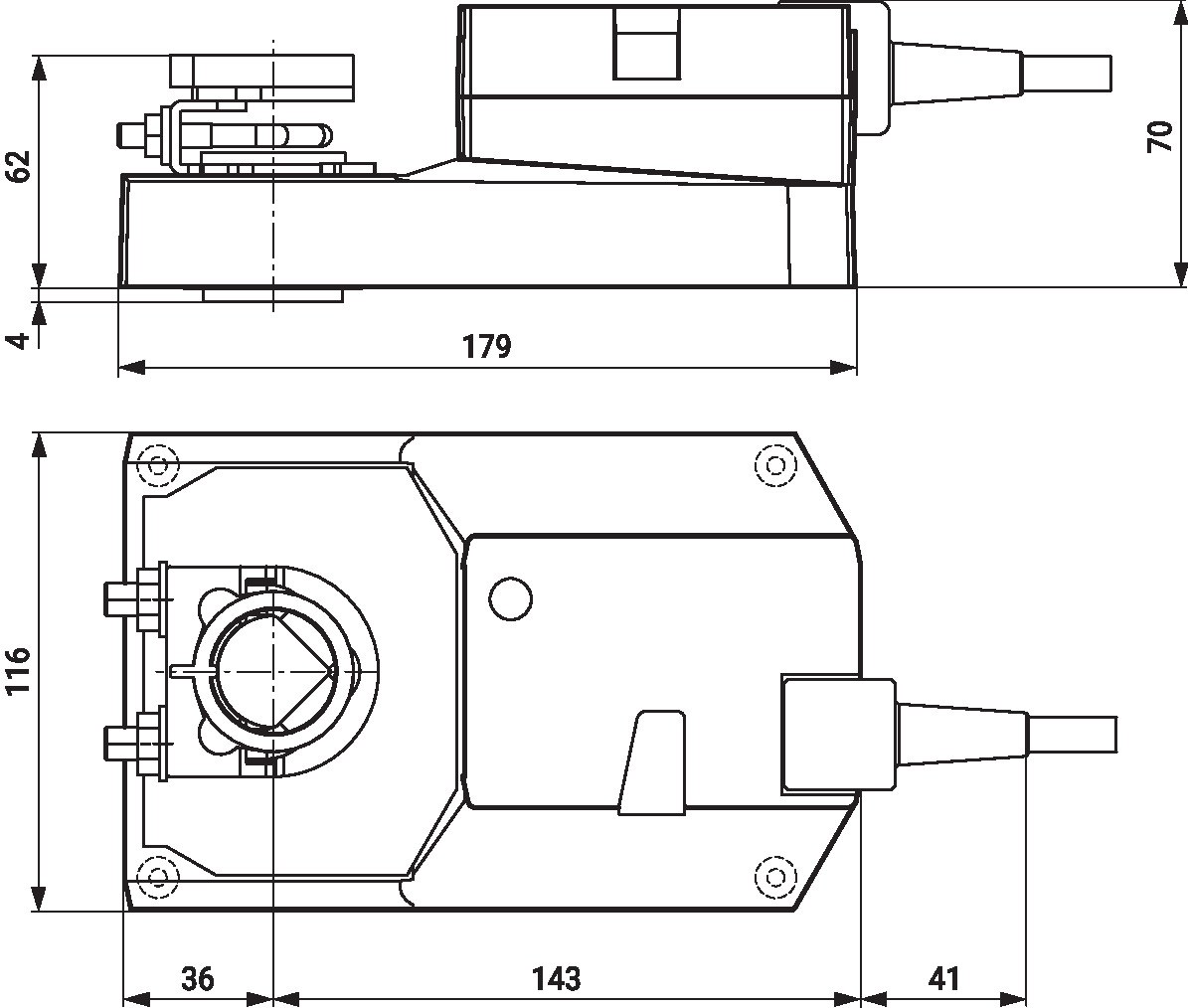 Габаритный чертёж Belimo GM24A-MOD