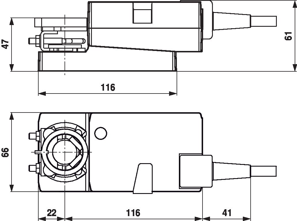 Габаритный чертёж Belimo LM24A-MOD